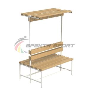 Купить Скамейка с вешалкой и полкой для раздевалок двухсторонняя (цельная) 1200 мм в Чадане 