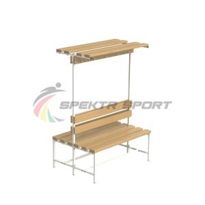 Купить Скамейка с вешалкой и полкой для раздевалок двухсторонняя (разборная) 1200 мм в Чадане 