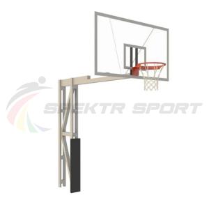 Купить Стойка баскетбольная уличная с защитой, щитом из оргстекла, аморт. кольцом и сеткой, вынос 325 см в Чадане 
