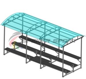 Купить Трибуна для зрителей 3 ряда на 26 мест с навесом (лавки - фанера) в Чадане 